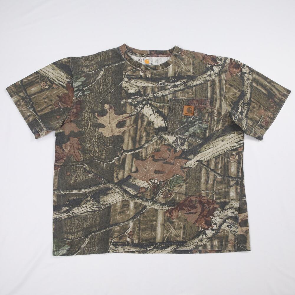 Vintage Carhartt K287 Mossy Oak Camo Cotton Short Sleeve Pocket Shirt Medium